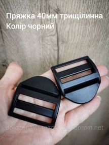 Пряжка-регулятор трехщелевая 40мм, цвет черный