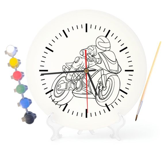 Детский набор для творчества часы раскраска Мотоцикл 30 см (Г0186)