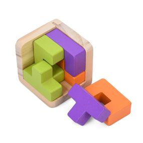 Деревянная Куб-головоломка MD 0758-3 подставка 6 элементов