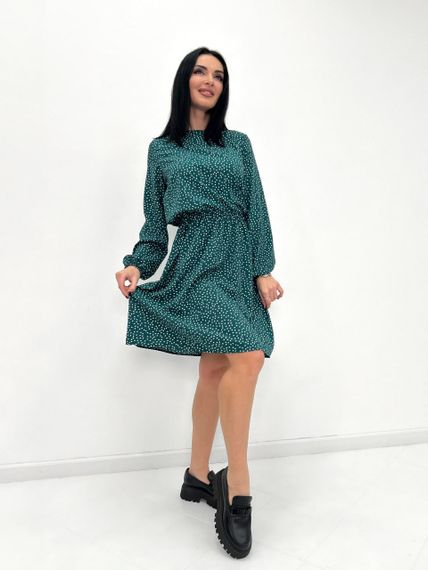 Женское легкое платье в горошек из софта GF08576 цвет зеленый, размер 46/48