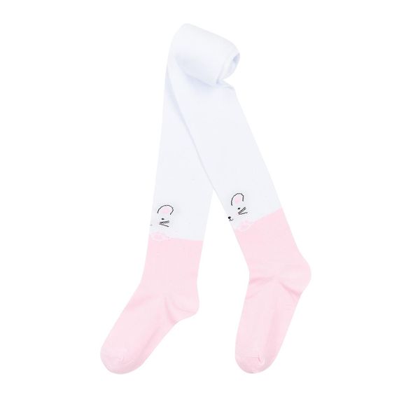 Колготи для дівчинки Twinsocks 86-92, 98-104, 110-116 білі з рожевою мишкою | Зображення 1