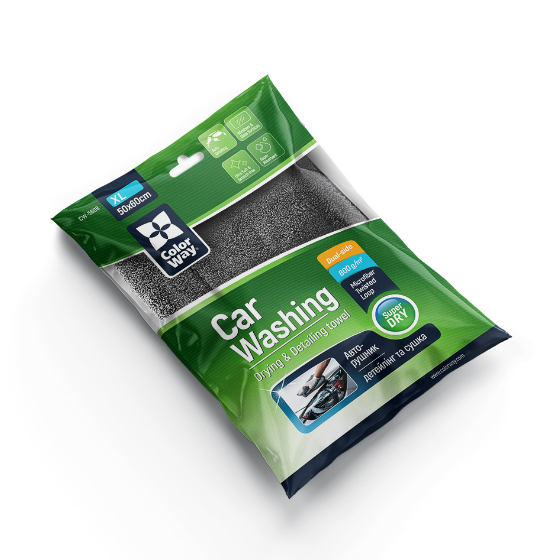 Серветка з мікрофібри для авто 50*60см 800г/м жовтий/сірий Super Dry ColorWay | Зображення 4