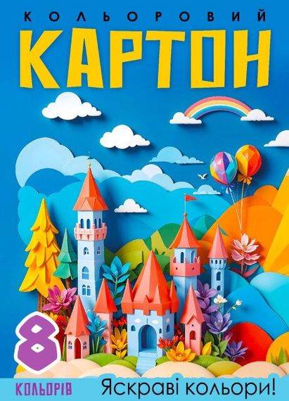 Набір кольорового картону 25140 8 арк. Різнокольоровий shop (4823089235578)