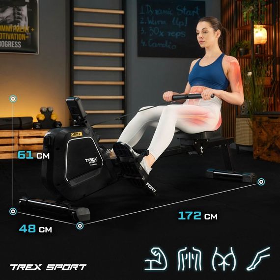 Гребний тренажер Trex Sport TX-580RM Rein чорний | Зображення 1