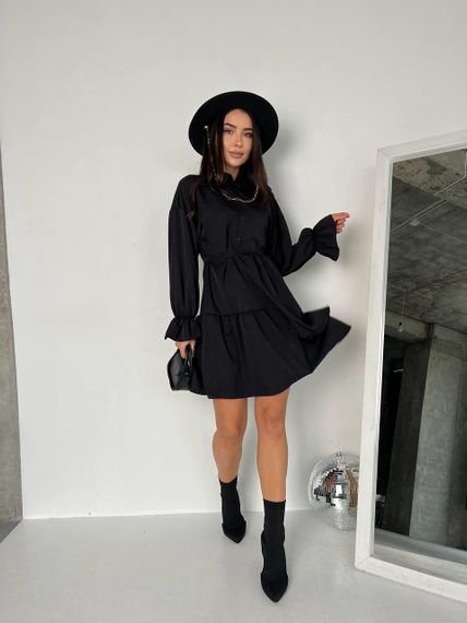 Женское красивое легкое платье хлопковое NB24005 размер 46/48, цвет черный | Зображення 1