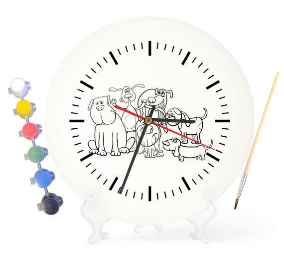 Дитячий набір для творчості годинник розмальовка Мультяшні Собаки 30 см (Г0171)