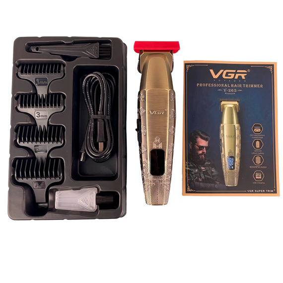 Триммер аккумуляторный для стрижки VGR V-265, 4 насадки, 1600mAh, 8000 RPM, LED дисплей | Зображення 6
