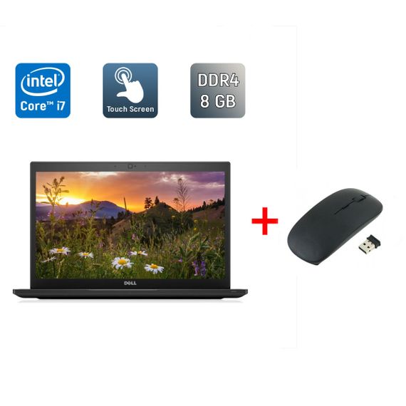 Ультрабук Dell Latitude 7480 / 14" (2560x1440) IPS Touch / Intel Core i7-6600U (2 (4) ядра по 2.6 - 3.4 GHz) / 8 GB DDR4 / 256 GB SSD / Intel HD Graphics 520 / WebCam / Windows 10 б/у + Подарок Беспроводная мышь / USB