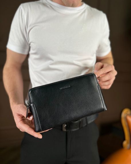 Чорний гаманець-клатч на дві блискавки із  натуральної шкіри Marco Coverna МС8747-3 | Зображення 3