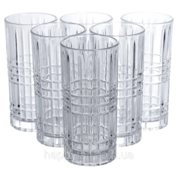 Набор стаканов Geometric Glass 6 штук по 300 мл с рельефным узором HP-17-3