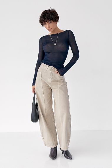 Приталений лонг у сітку - темно-синій цвет, S (є розміри) | Зображення 2