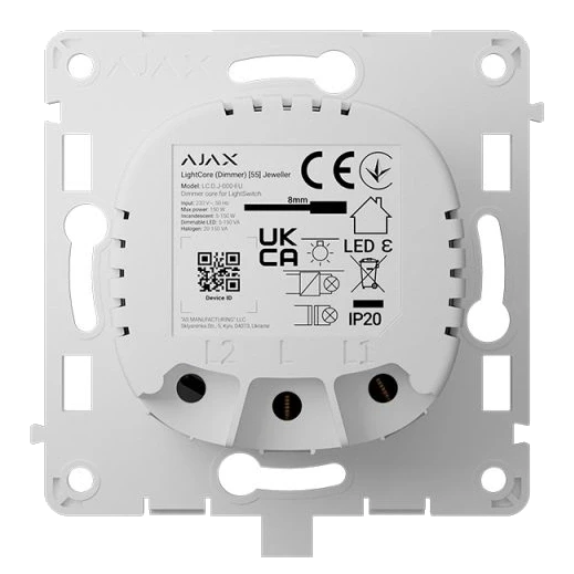 Ajax LightCore (Dimmer) [55] (8EU) ASP white Бездротовий розумний сенсорний димерний вимикач світла