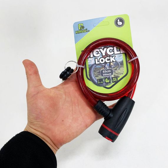 Замок велосипедний KIHUU LOCK 187, 15*65 тросовий, 2 ключі. Колір: червоний JP-34 | Зображення 2