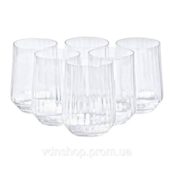 Набір склянок ребристих 6 штук по 450 мл прозорий HP98