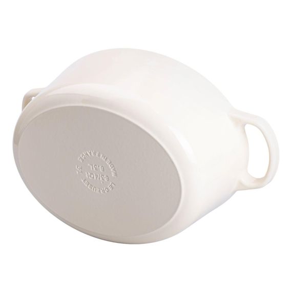 Гусятниця чавунна емальована з кришкою на 6 літрів Ø26 см Бежева | Зображення 5