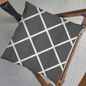 Подушка на стул с завязками Клетка на сером фоне 40x40x4 см (PZ_23F010)