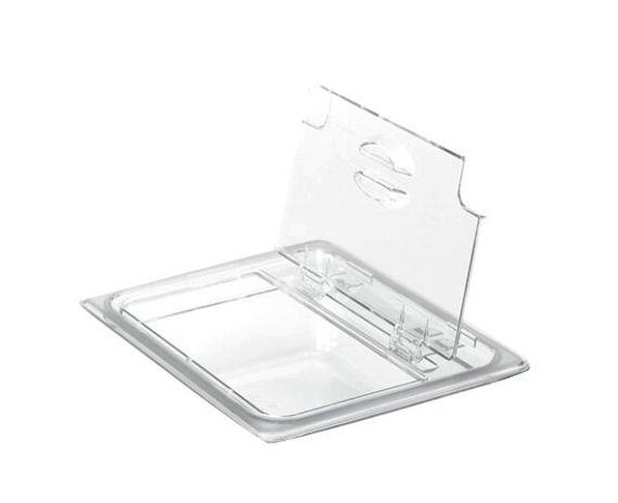 Відкидна кришка з ручкою та виїмкою під ложку FlipLid з прозорого полікарбонату для гастроємності Cambro | Зображення 1