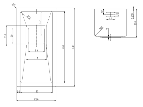 Кухонна мийка Fabiano Quadro 22 R10 (44x22) 1,20 мм 8216.401.0662 | Зображення 1