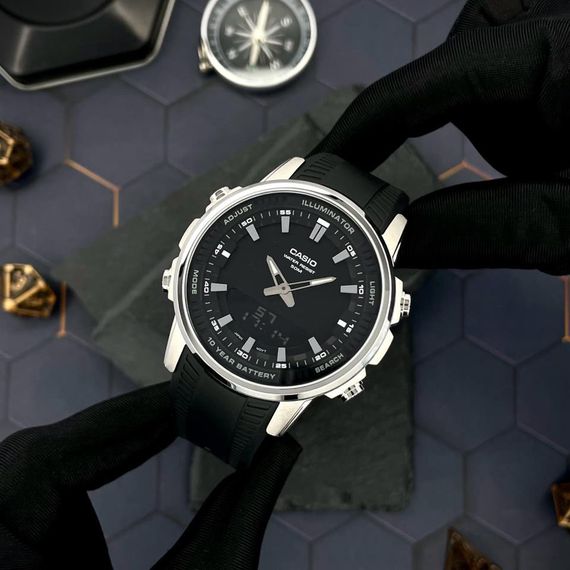 Класичний Чоловічий годинник Casio AMW-880-1A стальний, водонепроникний, Японія | Зображення 7