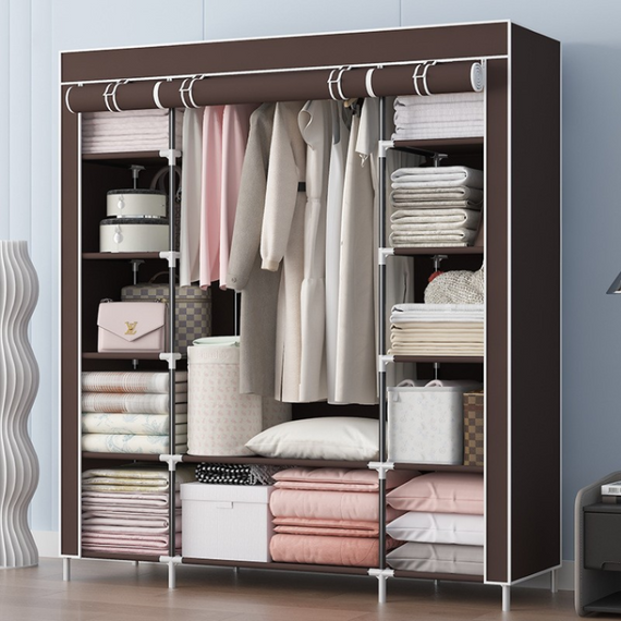 Шафа тканинна складана Storage Wardrobe, містка шафа-органайзер для речей на 3 секції