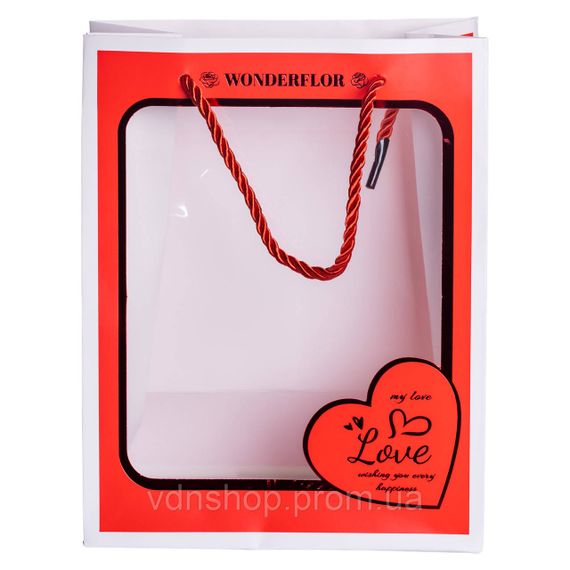 Набор подарочных пакетов из бумаги Love с окошком 12 шт 18×10×23 см HP-10359-17 | Зображення 7