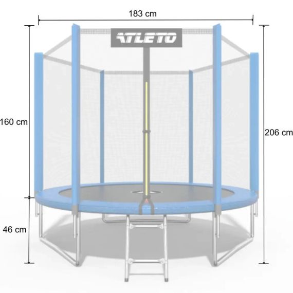 Батут детский Atleto 183 см с защитной сеткой и лестницей для дома и дачи синий 42400454 | Зображення 4