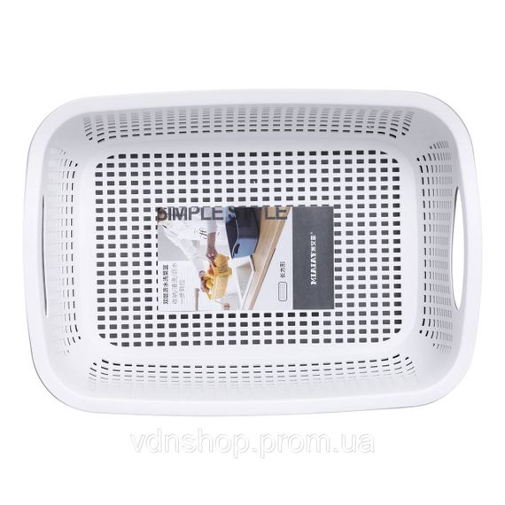 Кошик-друшлак 2 в 1 для миття овочів, фруктів і зелені 32×23×13 (см) Білий HP-45-5W | Зображення 3