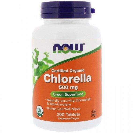 Хлорелла NOW Foods Chlorella 500 mg 200 Tabs | Зображення 1