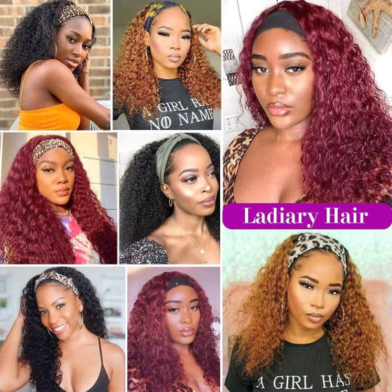 Парик кудрявый Ladiary 50 см из натуральных волос с повязкой, светло-рыжий, густой без клея объемное мини-афро | Зображення 5