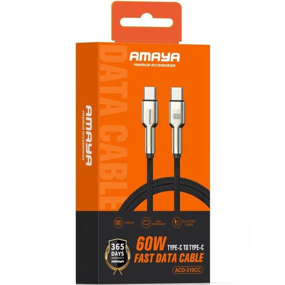 Дата кабель Amaya 310CC Type-C to Type-C 60W (1m) Brown | Зображення 1