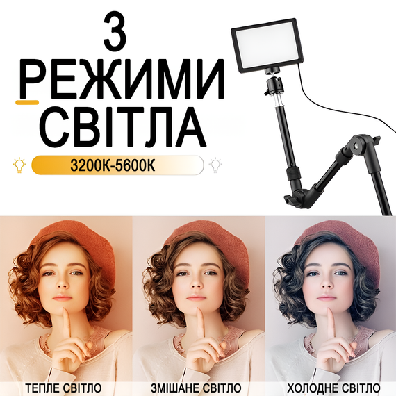 Светодиодный комплект освещения Andoer VLK-03 с настольным креплением | Постоянный видеосвет с цветными фильтрами | Зображення 1