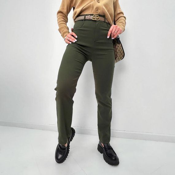 Женские широкие брюки палаццо из джинс-бенгалдина GF01698 цвет хаки, размер 46 | Зображення 1