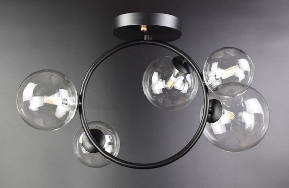 Люстра стельова на 5 лампочок 25965 Чорний 51х24х52 см. | Зображення 3