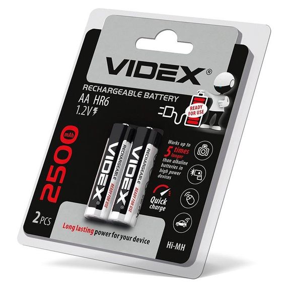 Акумулятори Videx HR6/AA 2500mAh double blister/2шт | Зображення 1