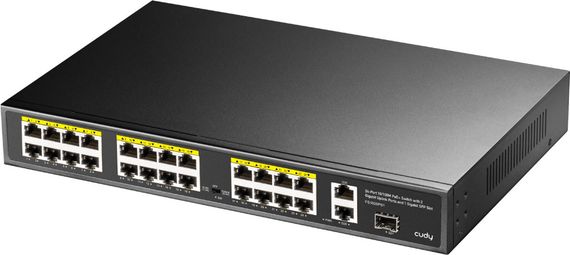 Комутатор Cudy FS1026PS1, 24 порт10/100M PoE+ Switch with 2 Gigabit Port+ 1SFP 300W | Зображення 1