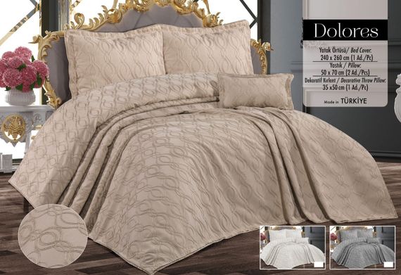 Покривало з бахромою Kayra 240х260 см Dolores капучіно | Зображення 1