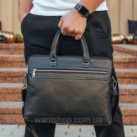 Чоловіча шкіряна сумка портфель для ноутбука чорна Tiding Bag TM-66198 | Зображення 1