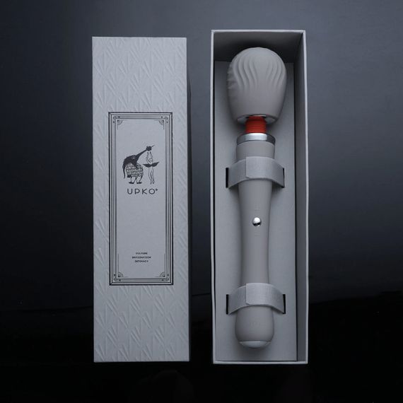 Вібратор-мікрофон з дистанційним пультом UPKO Wand, силіконовий, сірий, 30,5 х 5,7 см Sex Aura | Зображення 1