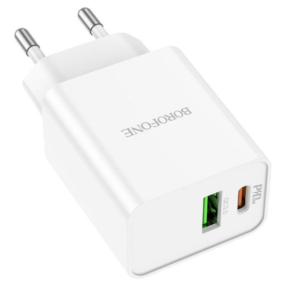Мережевий зарядний пристрій BOROFONE BA69A Resource PD20W+QC3.0 charger White | Зображення 2