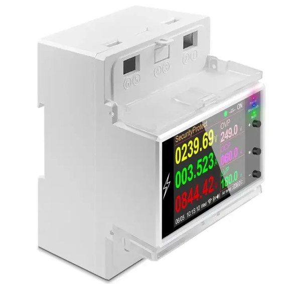 Однофазный WiFi счетчик электроэнергии Atorch AT4PW (220В, 100А, DIN, защиты) | Зображення 1