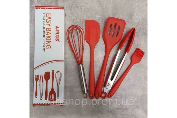 Набір кухонного приладдя силіконовий 5 предметів червоний | Зображення 1