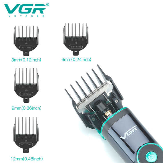 Акумуляторна машинка для стрижки VGR V-671, 4 насадки, LED дисплей | Зображення 1