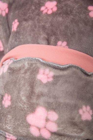 Пижама детская плюшевая унисекс, цвет серо-розовый, 102R1538 | Зображення 5