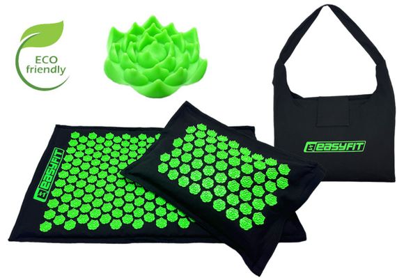 Масажний килимок EasyFit AcuRelax з голками (аплікатор Кузнєцова) чорно-зелений (EF-2710-BG) | Зображення 3