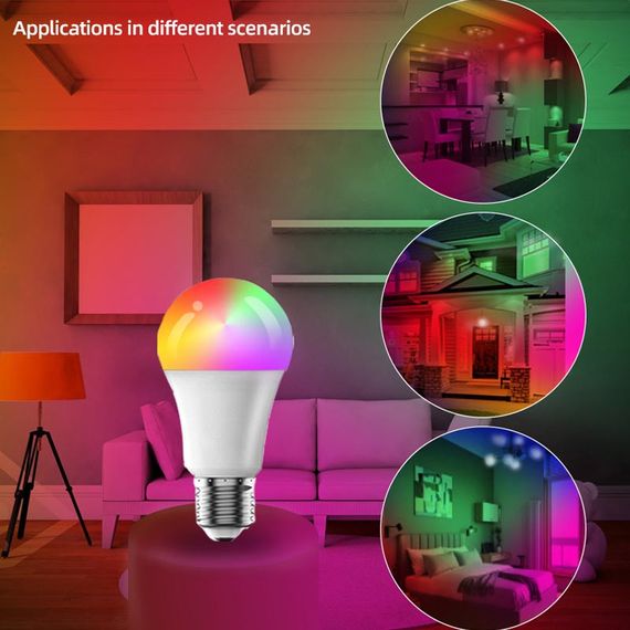 Світлодіодна RGB лампочка Smart bulb light 4pcs with Bluetooth E27 with app | Зображення 5