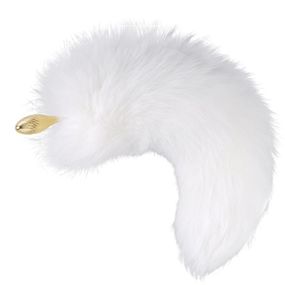 Металевий Анальна пробка Лисий хвіст LOCKINK SEVANDA White Fox-Tail Anal Pear-shape Plug Sex Aura