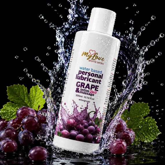 Водний лубрикант 2в1 для інтимної близькості та масажу MyLove Aroma Series Grape (Виноград), 300 мл Sex Aura | Зображення 1