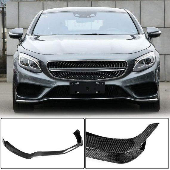 Накладка на передній бампер Lip V1 (для AMG-Line 2015-2018, Карбон) для Mercedes S-class C217 Coupe рр