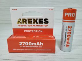 Літій-іонний акумулятор AREXES 18650 Li-Ion 2700 mAh, 3.7 V для електроприладів з високим енергоспоживанням