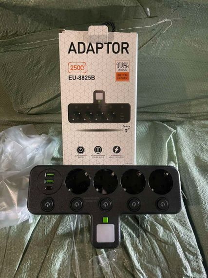 Розетка 9-в-1 европейского стиля с выключателем, зарядным устройством USB и огнестойкой/взрывозащищенной конструкцией для кухни, гостиной, спальни, офиса, 4 порта с USB | Зображення 4